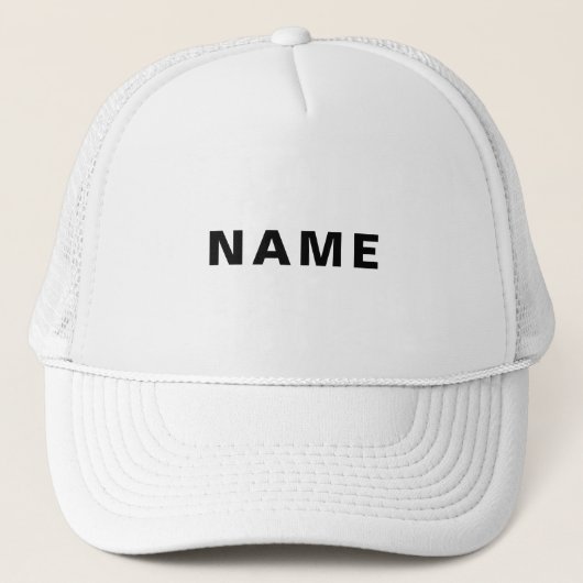 Custom White Hat Featuring Bold NAME Letter Design キャップ (正面)