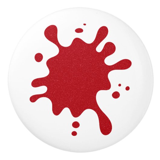 Custom White Knob with Tomato Red Splash Design セラミックノブ (正面)