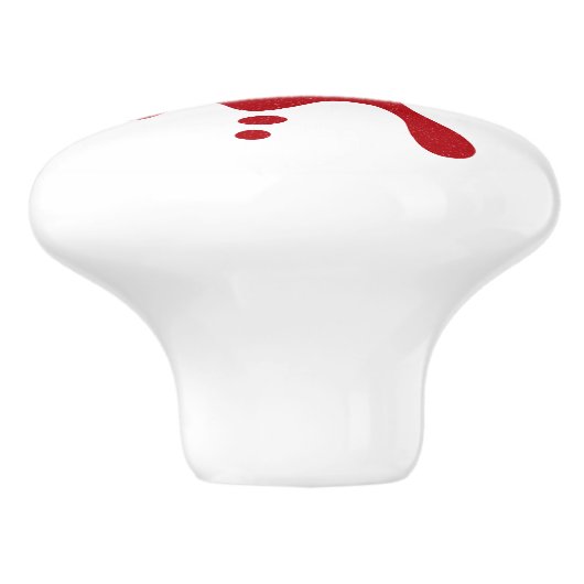 Custom White Knob with Tomato Red Splash Design セラミックノブ (側面)