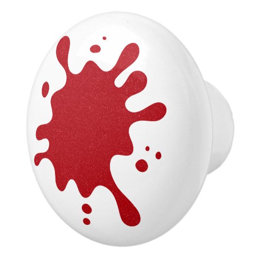 Custom White Knob with Tomato Red Splash Design セラミックノブ (右)