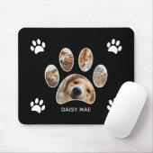 Custom White Paw Print Name Photo Collage Black マウスパッド (マウス)
