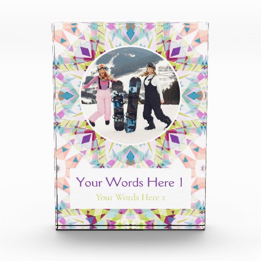 Custom White Purple Green Christmas Decor Gift フォトブロック (正面)