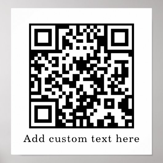 Custom White QR Code | Minimalist Text Display ポスター (正面)
