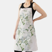 Custom White Roses Mothers Day エプロン (インサイチュ)