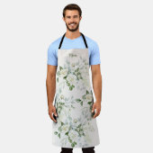 Custom White Roses Mothers Day エプロン (着用した状態)