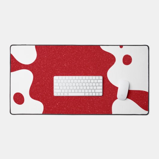 Custom White & Tomato Red Blob Desk Mat デスクマット (キーボード&マウス)