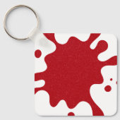 Custom White & Tomato Red Paint Splatter Keychain キーホルダー (正面)
