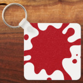 Custom White & Tomato Red Paint Splatter Keychain キーホルダー (正面)
