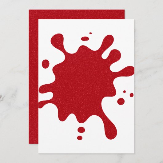 Custom White & Tomato Red Splash Card セーブザデート (正面/裏面)