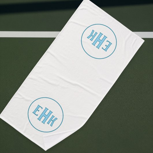 Custom White Towel with Initials バスタオル