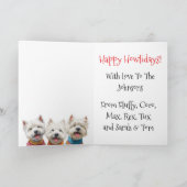 Custom White Westie Christmas Ugly Sweater Holiday カード (内部)