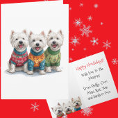 Custom White Westie Christmas Ugly Sweater Holiday カード