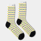 Custom White Yellow Green Black Polka Dot Design ソックス (右)