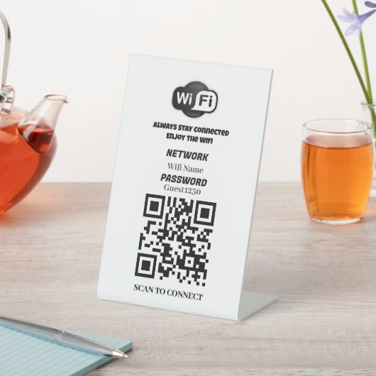 Custom WiFi QR Code Table Sign  台座サイン (インサイチュ)