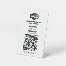Custom WiFi QR Code Table Sign 