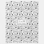 Custom Wildflower Blanket Minimalist Monogram Art フリースブランケット (正面)