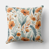 Custom Wildflower Botanical Boho Floral Watercolor クッション (裏面)