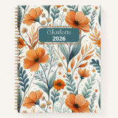 Custom Wildflower Botanical Boho Floral Watercolor ノートブック (正面)