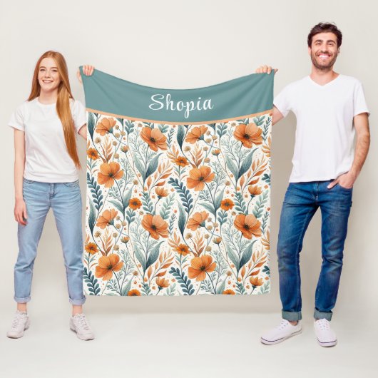 Custom Wildflower Botanical Boho Floral Watercolor フリースブランケット (インサイチュ)