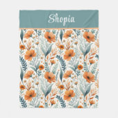 Custom Wildflower Botanical Boho Floral Watercolor フリースブランケット (正面)