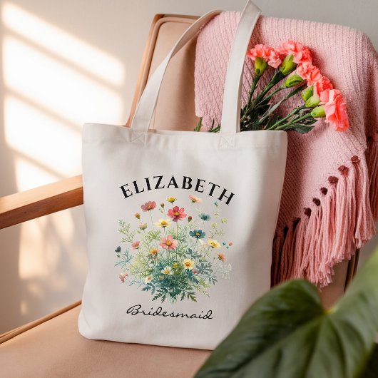 Custom Wildflower Bridesmaid Bag for Maid of Honor トートバッグ