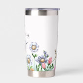 Custom Wildflower & Butterflies Stainless Bottle 保温保冷タンブラー (左面)