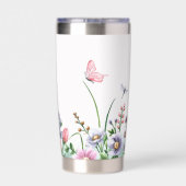 Custom Wildflower & Butterflies Stainless Bottle 保温保冷タンブラー (背面)