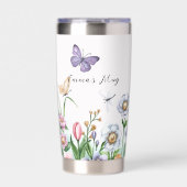 Custom Wildflower & Butterflies Stainless Bottle 保温保冷タンブラー (正面)
