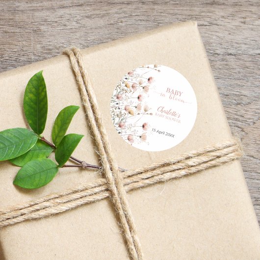 custom wildflower floral sticker label template ラウンドシール