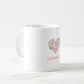 Custom Wildflower Heart Name Mug コーヒーマグカップ (正面左)