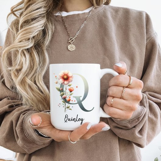 Custom Wildflower Initial Mug for Mom or Grandma コーヒーマグカップ