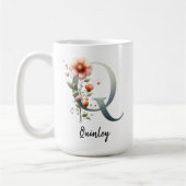Custom Wildflower Initial Mug for Mom or Grandma コーヒーマグカップ (左)