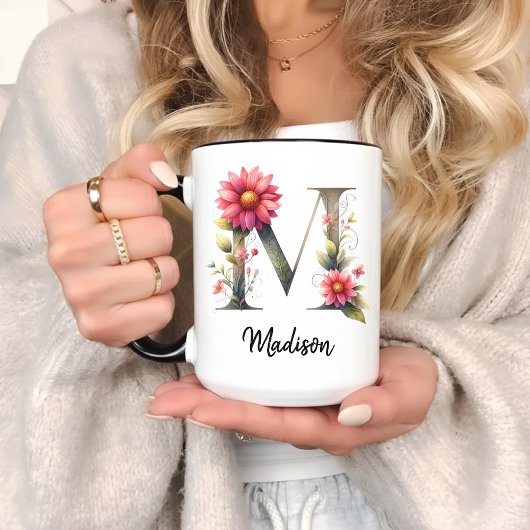 Custom Wildflower Monogram Mug for Mom or Grandma マグカップ