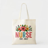Custom Wildflower Nurse Tote Bag Graduation Gift トートバッグ (正面)
