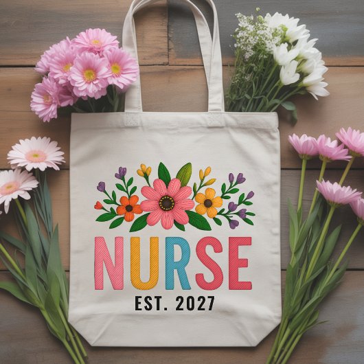 Custom Wildflower Nurse Tote Bag Graduation Gift トートバッグ