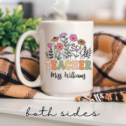 Custom Wildflower Teacher Mug, Graduation Gift コーヒーマグカップ