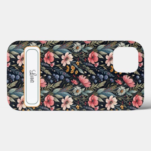 Custom Wildflowers Botanical Inspiration Black Case-Mate iPhoneケース (裏面 (横))