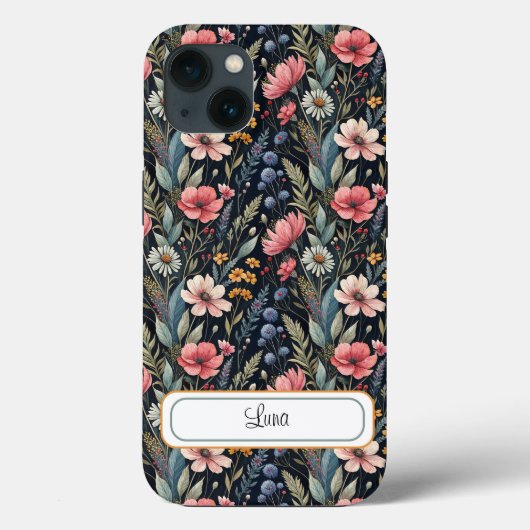 Custom Wildflowers Botanical Inspiration Black Case-Mate iPhoneケース (裏面)
