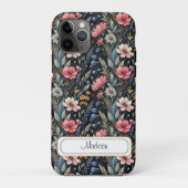 Custom Wildflowers Botanical Inspiration Black Case-Mate iPhoneケース (裏面)