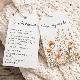 Custom Wildflowers Handmade Care Instructions ギフトタグ