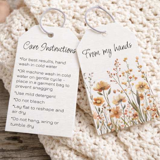 Custom Wildflowers Handmade Care Instructions ギフトタグ