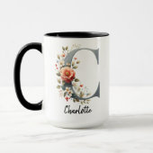Custom Wildflowers Initial Mug for Women or Moms マグカップ (左)