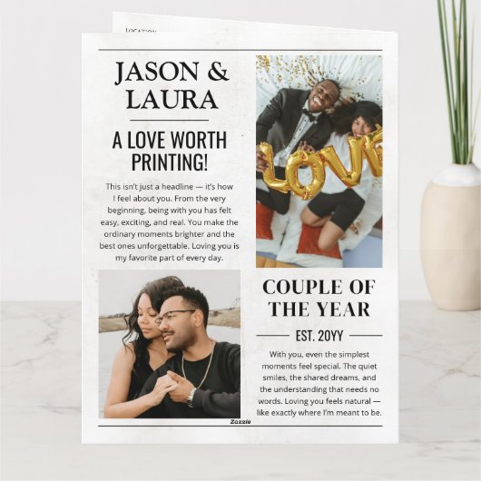 Custom Will You Be My Valentine 4-page Newspaper カード (裏面)