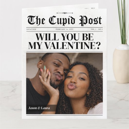 Custom Will You Be My Valentine 4-page Newspaper カード (正面)