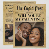 Custom Will You Be My Valentine Newspaper Card シーズンカード (正面/裏面)