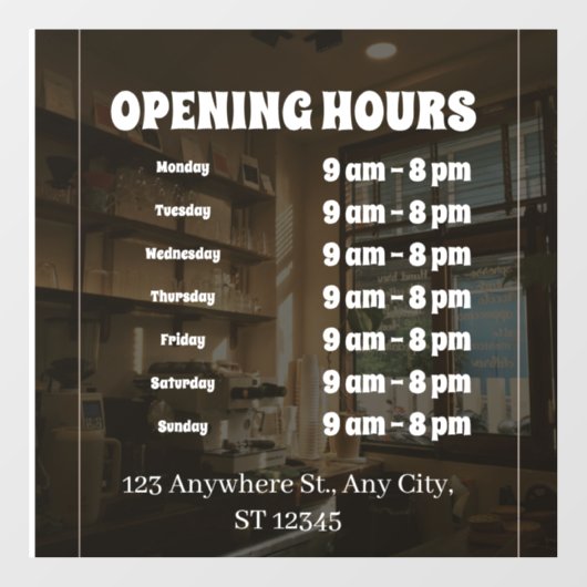 “Custom Window Cling – Business Opening Hours Sign ウィンドウサイン (シート)