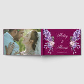 Custom Wine Floral Guest Book with Photo & Text ゲストブック (全面)