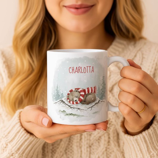 Custom Winter Bear Mug – Sleeping Animal Design コーヒーマグカップ