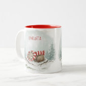 Custom Winter Bear Mug – Sleeping Animal Design ツートーンマグカップ (正面左)