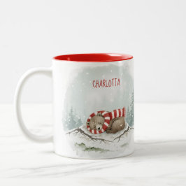 Custom Winter Bear Mug – Sleeping Animal Design ツートーンマグカップ